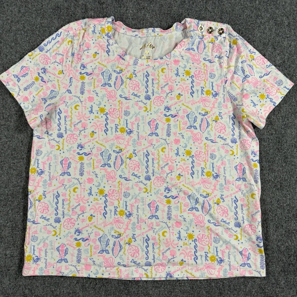 Lilly Pulitzer Baretto Knit Top Medium Multi Summer Serenade Cotton Casual Beach